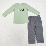 BLP0741 Embroidery Mallard Dog Green Boys Set