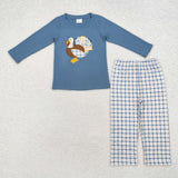 Thanksgiving Turkey Embroidery Kids Sibling Matching Clothes