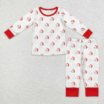 BLP0751 Bamboo Christmas Santa Red Girls Pajamas Set