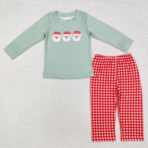 BLP0774 Christmas Santa Red Plaid Boys Set