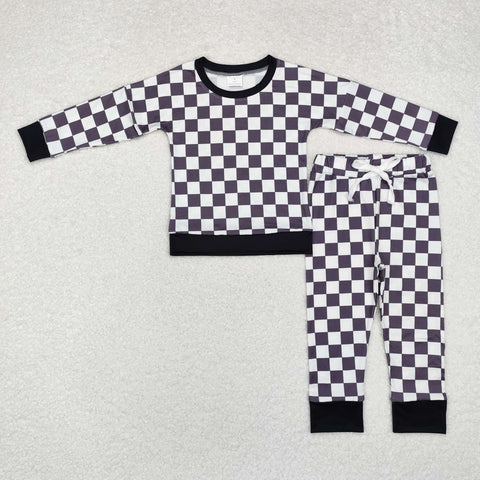 BLP0786 Black Plaid Boys Set