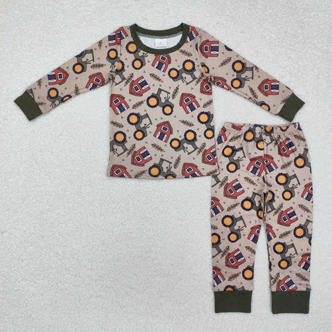 BLP0803 Truck Barn Farm Boys Pajamas Set