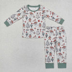 Western Santa Christmas Family Pajamas Sibling Matching Clothes