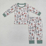 Western Santa Christmas Family Pajamas Sibling Matching Clothes