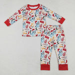 BLP0821 Christmas Cartoon Blue Dog Boys Pajamas Set