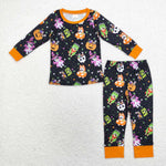 BLP0825 Bamboo Halloween Cartoon Blue Dog Boys Pajamas Set