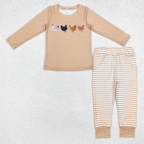 BLP0865 Rooster Khaki Stripe Boys Set