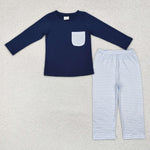 BLP0868 Blue Stripe Boys Set