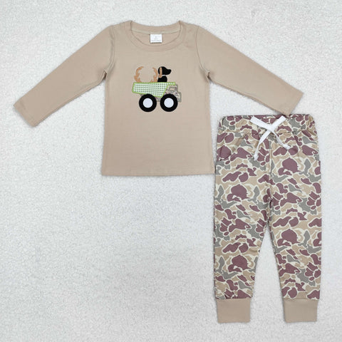 BLP0886 Embroidery Car Dog Camo Boys Set