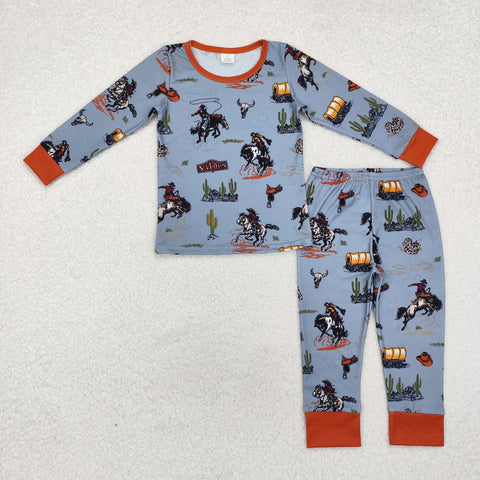 BLP0900 Bamboo Western Cowboy Cactus Boys Pajamas Set