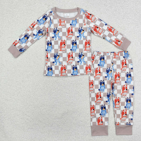 BLP0957 Cartoon Blue Dog Boys Pajamas Set