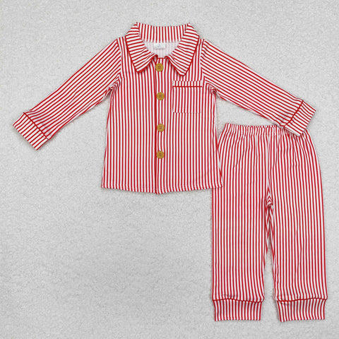 BLP0980 Christmas Red Stripe Boys Pajamas Set