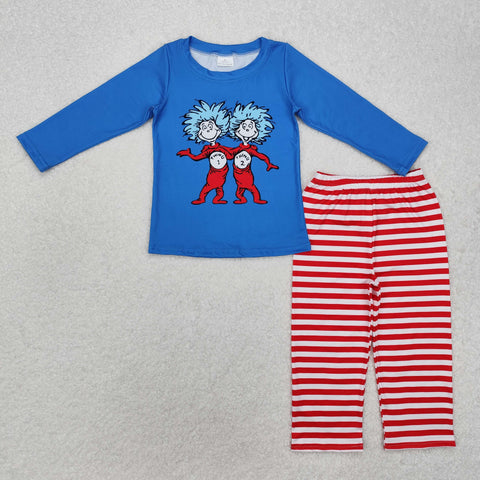 BLP1027 Blue Red Stripe Boys Set