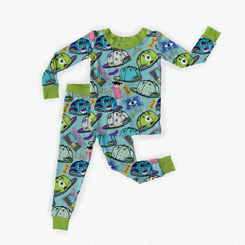 Preorder 12.13 BLP1056 Monsters Green Boys Pajamas Set