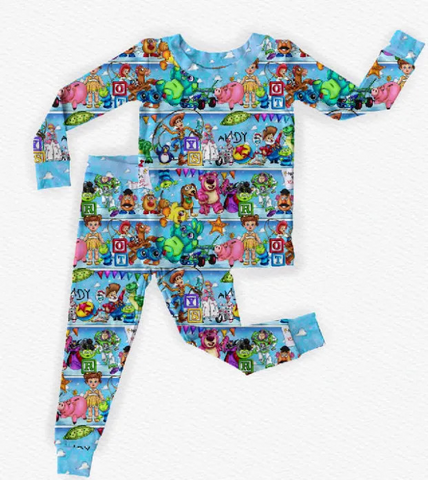 Preorder 12.13 BLP1057 Cartoon Toy Blue Boys Pajamas Set