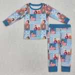 BLP1059 Running Of Fruit Snacks Blue Boys Pajamas Set