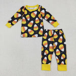 BLP1066 Halloween Candy Corn Yellow Boys Pajamas Set