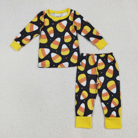 BLP1066 Halloween Candy Corn Yellow Boys Pajamas Set