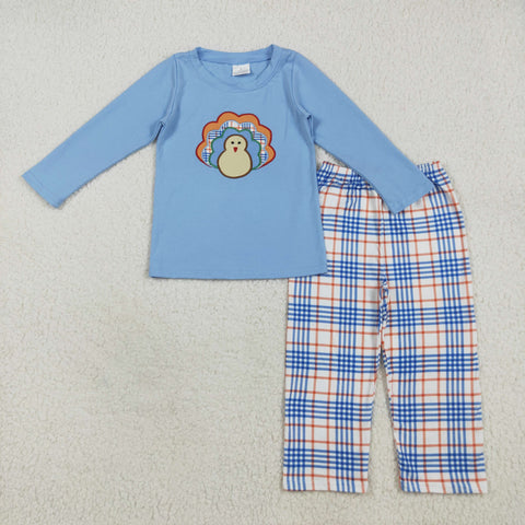 BLP1079 Embroidery Thanksgiving Day Turkey Boys Set