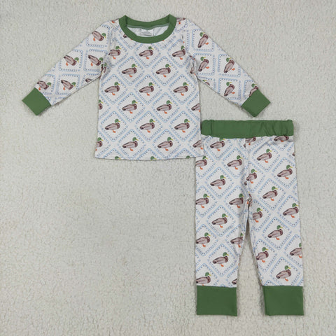 BLP1086 Mallard Ducks Green Boys Pajamas Set