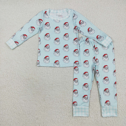 BLP1090 Christmas Santa Blue Boys Pajamas Set