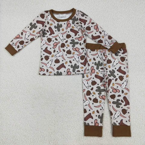 BLP1141 Cowboy Cactus Pumpkin Boys Pajamas Set