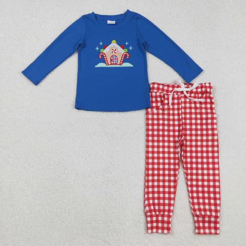 BLP1151 Embroidery Christmas House Boys Set