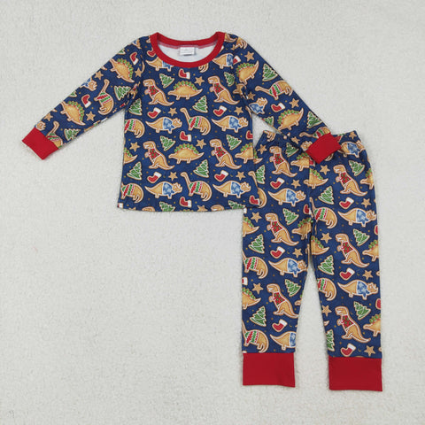 BLP1155 Christmas Dinosaur Red Boys Pajamas Set