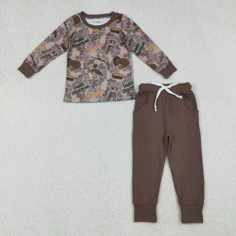 BLP1178 Hunting Camo Mallard Ducks Brown Boys Set