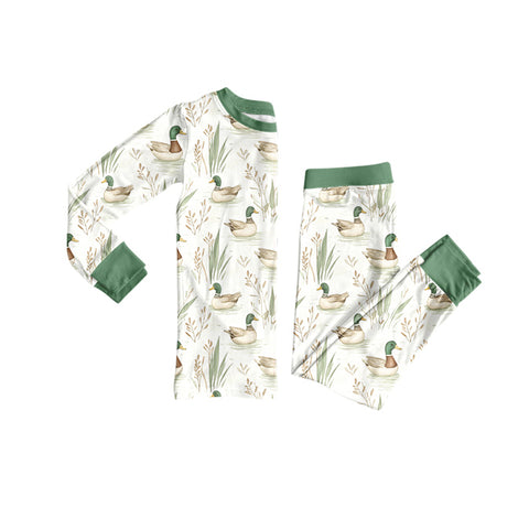 Preorder MOQ 5 pcs BLP1196 Mallard Ducks Green Boys Pajamas Set
