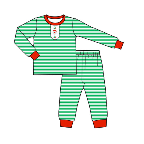 Preorder MOQ 5 pcs BLP1205 Christmas Santa Stripe Boys Pajamas Set
