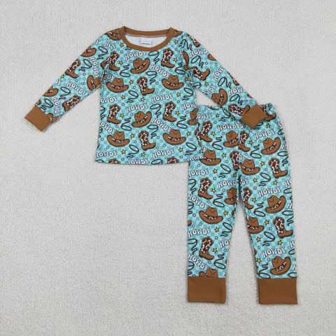 BLP1207 Cowboy Howdy Hats Boys Pajamas Set
