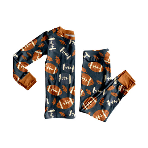 Preorder MOQ 5 pcs BLP1215 Football Fallen Leaves Boys Pajamas Set