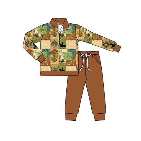 Preorder MOQ 5 pcs BLP1218 Wild West Cowboy Pullover Boys Set