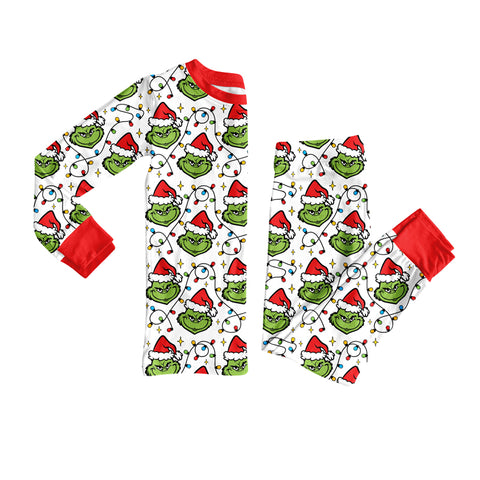 Preorder 09.15 BLP1225 Christmas Green Animal Red Girls Pajamas Set