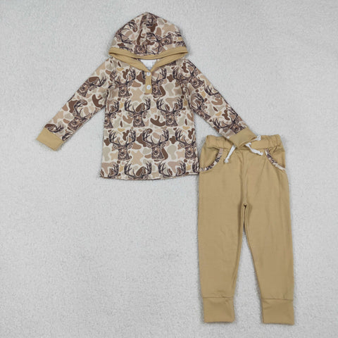 BLP1239 Elk Camo Buttons Hoodie Boys Set