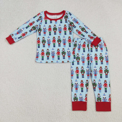 BLP1242 Christmas Soldier Blue Boys Pajamas Set
