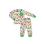 Preorder 09.25 BLP1244 Christmas Green Animal Gift Boys Pajamas Set
