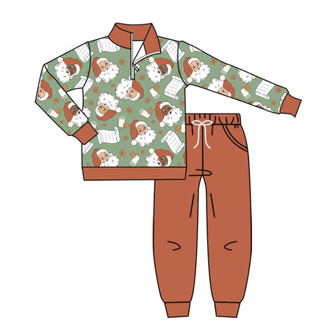 Preorder 09.25 BLP1246 Christmas Santa Milk Cookie Pullover Boys Pajamas Set