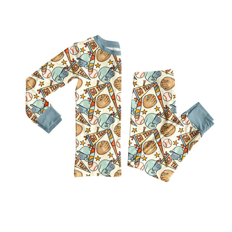 Preorder MOQ 5 pcs BLP1248 Go Team Baseball Boys Pajamas Set