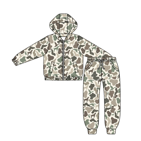 Preorder 09.25 BLP1251 Hunting Mallard Ducks Camo Dog Hoodie Coat Boys Set