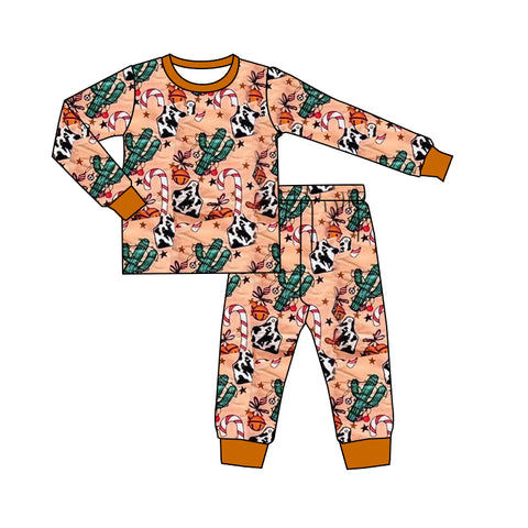 Preorder 09.26 BLP1254 Christmas Western Cowboy Cactus Boys Pajamas Set