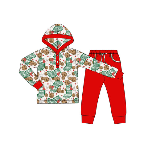 Preorder MOQ 5 Pcs BLP1257 baby boys Chistmas cookie Socks outfits