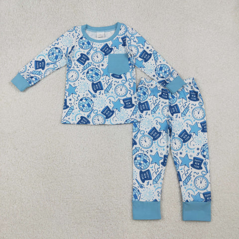 BLP1259 Happy New Year Blue Boys Pajamas Set (12-18M to 7-8T)
