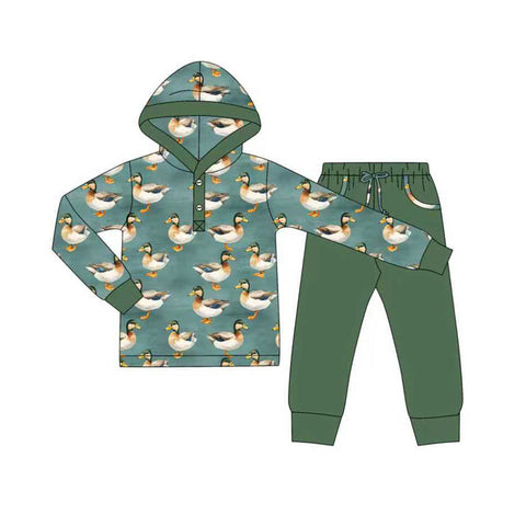 Preorder 09.17 BLP1260 boys green duck long sleeve set