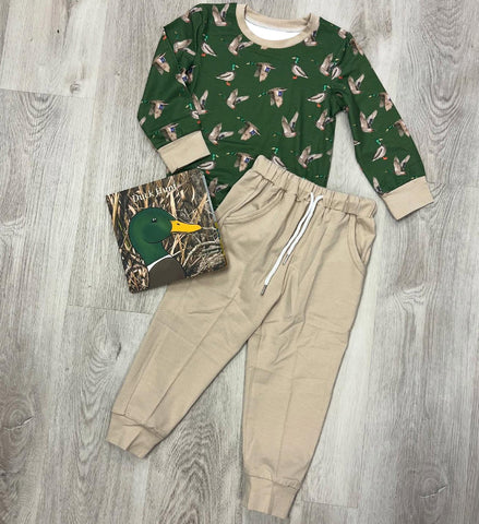 Preorder 09.17 BLP1261 boys green duck long sleeve set