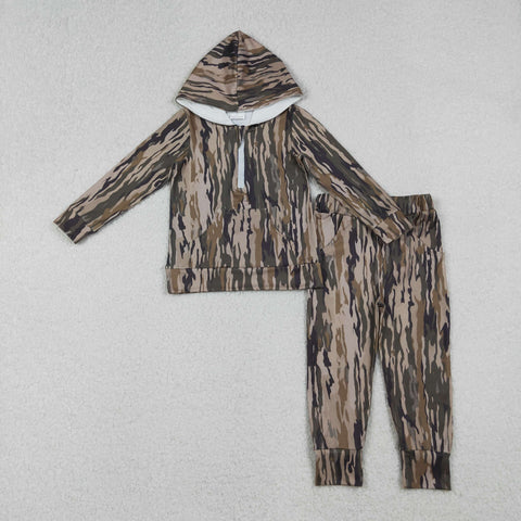 BLP1264 Brown Hunting Camo Hoodie Boy's Set