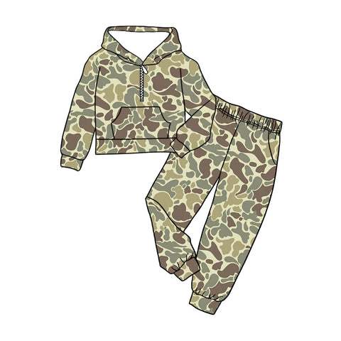 Preorder MOQ 5 Pcs BLP1266  baby boys brown green camo long sleeve outfits
