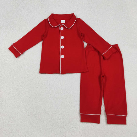 BLP1267 Christmas Red Cotton Buttons Boys Pajamas Set