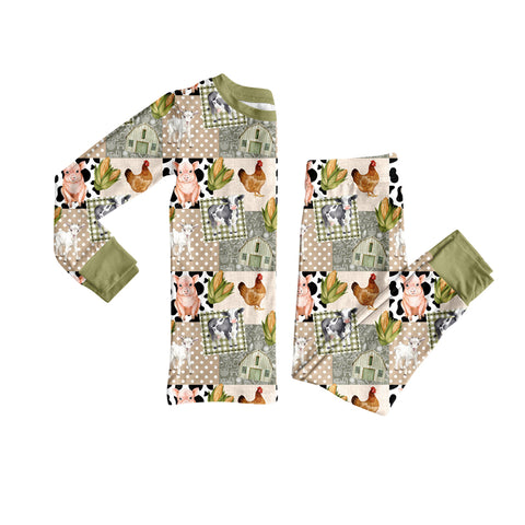 Preorder BLP1272 Farm Pig Animals Boy's Pajamas Set (Deadline 2025.9.24)